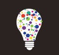 Colorful points in light bulb shape vector