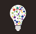 Colorful points in light bulb shape vector