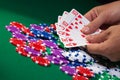 Colorful poker chips and royal flush Royalty Free Stock Photo