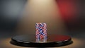 Colorful Poker Chips Stack on Black Surface for Gambling and Casino Games Royalty Free Stock Photo