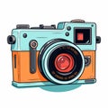 Vintage Cartoon Camera: A Vibrant Post-impressionism Illustration Royalty Free Stock Photo