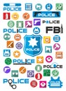 Colorful Police Icons And Logos Set