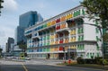 Colorful police station buildings, Singapore