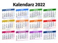 Colorful Polish calendar for 2022. Week starts on Monday.