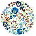 Colorful Polish folk inspired traditional floral pattern in the full moon shape Royalty Free Stock Photo