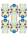 Colorful Polish folk inspired traditional floral pattern