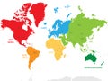 Colorful political map World continents. Royalty Free Stock Photo