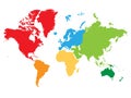 Colorful political map World continents. Royalty Free Stock Photo