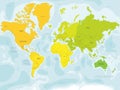 Colorful political map World continents. Royalty Free Stock Photo