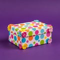 Colorful Polka Dot Box with Flowers Royalty Free Stock Photo