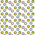 Colorful polka dot pattern. Hand drawn style dotted pattern, background