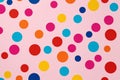 Colorful polka dot pattern on pink background,Generative AI Royalty Free Stock Photo