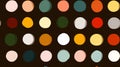 Colorful polka dots pattern on a black background with subtle shadows and highlights Royalty Free Stock Photo