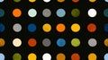 Colorful polka dots pattern on a black background with subtle shadows and highlights Royalty Free Stock Photo