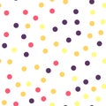 Colorful polka dots pattern on white background. Royalty Free Stock Photo
