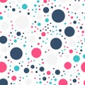 Colorful polka dots seamless pattern on black 19. Royalty Free Stock Photo