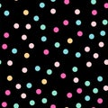Colorful polka dots seamless pattern on black 3. Royalty Free Stock Photo