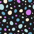 Colorful polka dots seamless pattern isolated on black background Royalty Free Stock Photo