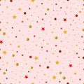 Colorful polka dots and stars seamless pattern on cute background Royalty Free Stock Photo