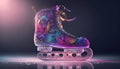 Colorful polka dotted ice skate with leaves