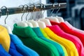 Colorful polo shirts on hangers Royalty Free Stock Photo