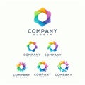 Colorful polygon logo design ready to use