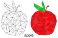 Colorful polygonal apple fruit illustartion