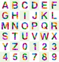 Colorful polygonal font and number