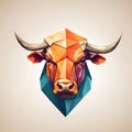 Colorful polygonal logo illustration of a bull