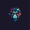 Colorful polygonal monkey head mascot logo, abstract geometric chimpanzee portrait in modern futuristic style with Royalty Free Stock Photo