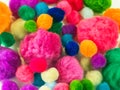 Colorful pom poms DIY craft supplies Royalty Free Stock Photo