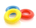 Colorful pool rings isolated on white background