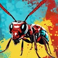 Colorful Pop Art Cartoon Insect On Splattery Background Royalty Free Stock Photo