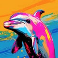 Colorful Pop Art Dolphin: Vibrant And Expressive Wildlife Painting