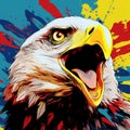 Colorful Pop Art Illustration Of An Eagle With Open Mouth
