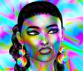 Colorful pop art image of woman`s face. Royalty Free Stock Photo