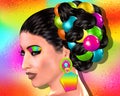 Colorful pop art image of a woman`s face. This is a digital art image of a close up woman`s face in pop art style. Royalty Free Stock Photo