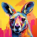 Colorful Pop Art Kangaroo Painting With City Designs Royalty Free Stock Photo