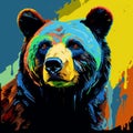 Colorful Pop Art Painting Of A Black Bear