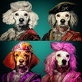 Colorful Pop Art Portraits Of Four Dogs In Andy Warhol Style