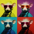 Colorful Pop Art Portraits Of A Rednosed Rat In Sunglasses