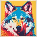 Colorful Pop Art Print Of A Wolf With Strong Use Of Color