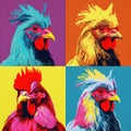 Colorful Pop Art Rooster Artworks By Larry Resnick