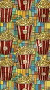 Colorful Popcorn Buckets Pattern Illustration Royalty Free Stock Photo