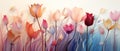 Colorful poppies on a light background. Digital illustration for your design