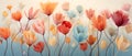 Colorful poppies on a light background. Digital illustration for your design