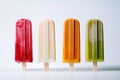 Colorful popsicle displayed against a plain white backdrop, Generative AI Royalty Free Stock Photo