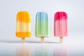 Colorful popsicle displayed against a plain white backdrop, Generative AI Royalty Free Stock Photo
