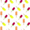 Colorful popsicle ice cream seamless vector pattern.