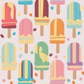 Colorful popsicles, flat style design background. Generative Ai